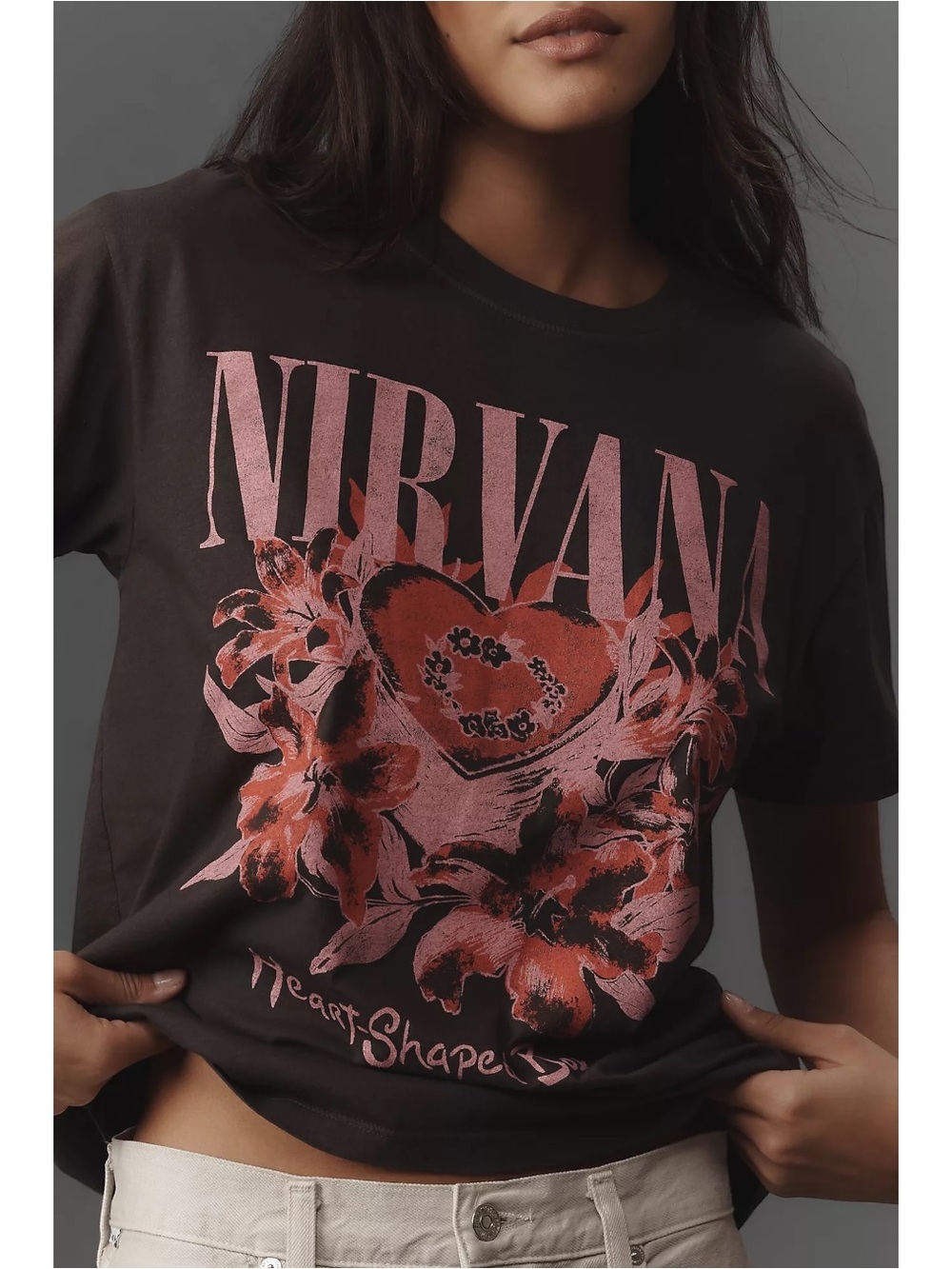 Anthropologie LetLuv Nirvana Heart Shaped Box Band Graphic Tee NWT Medium Cobain